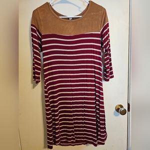 Striped Dress/Tunic w/ Suede | My Beloved | Medium